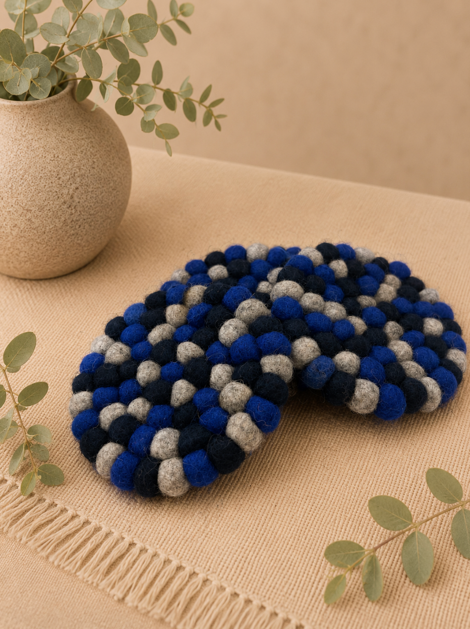 Felted Wool Ball Candle Coasters